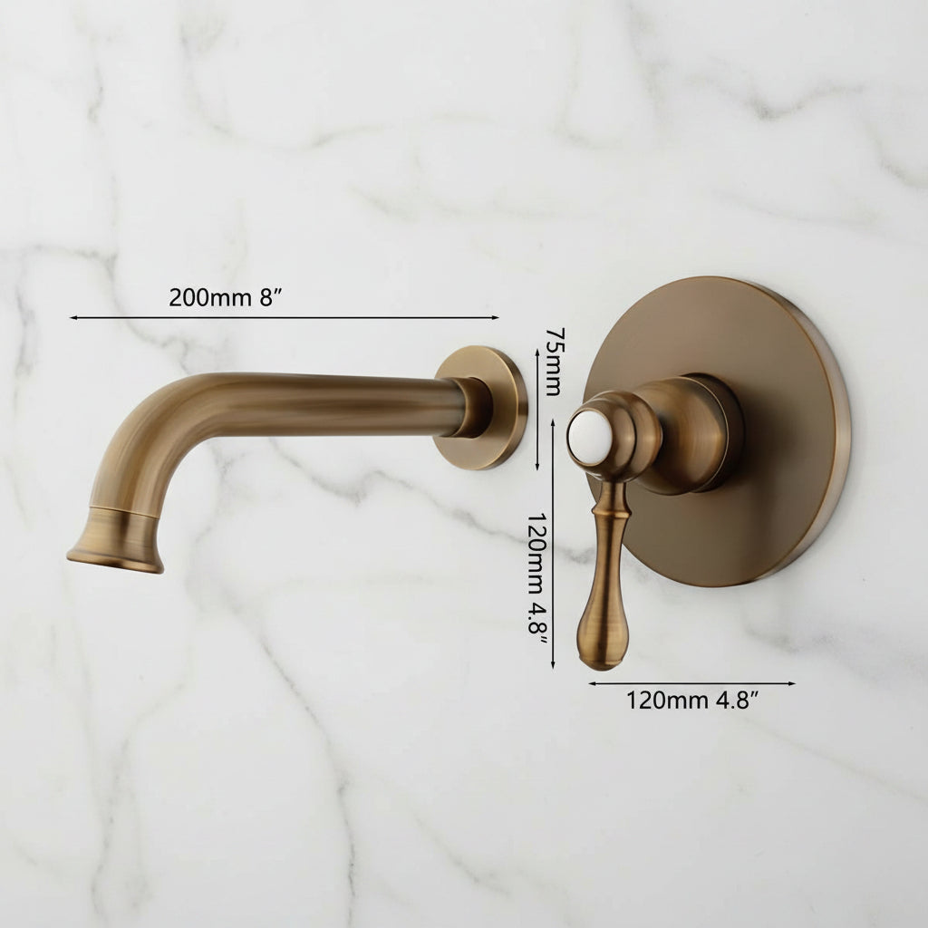 Badique Inbouw wastafelkraan bronskleur met wanduitloop 20 cm