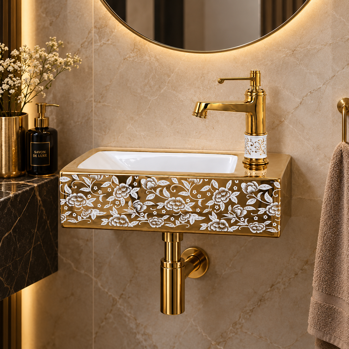 Badique Gouden Toiletfontein met Kraan – Aardewerk