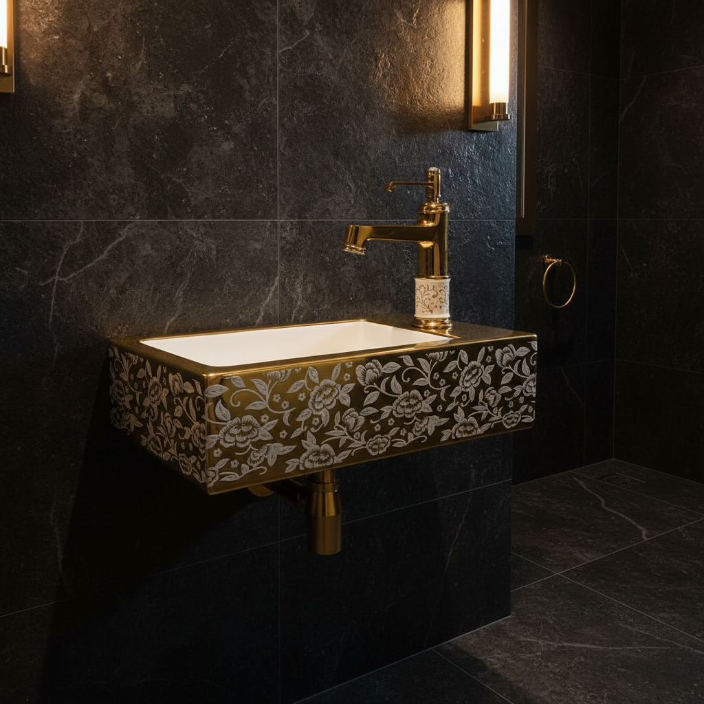 Badique Gouden Toiletfontein met Kraan – Aardewerk
