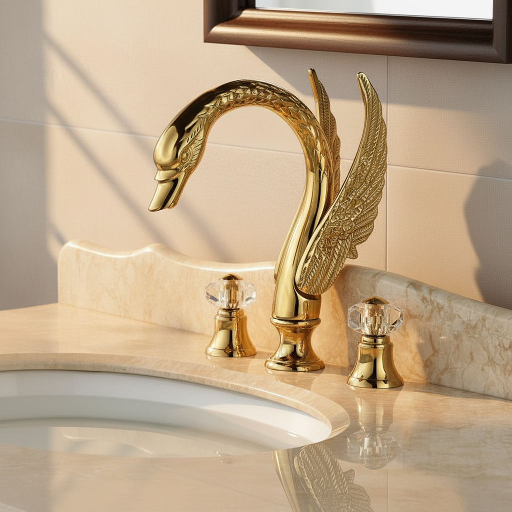 3-piece Golden Swan bath tap