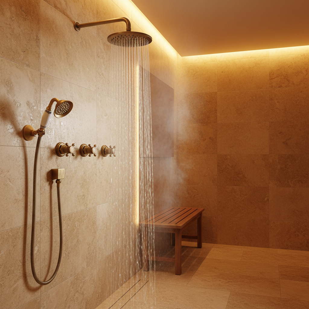 Antique bronze built-in shower
