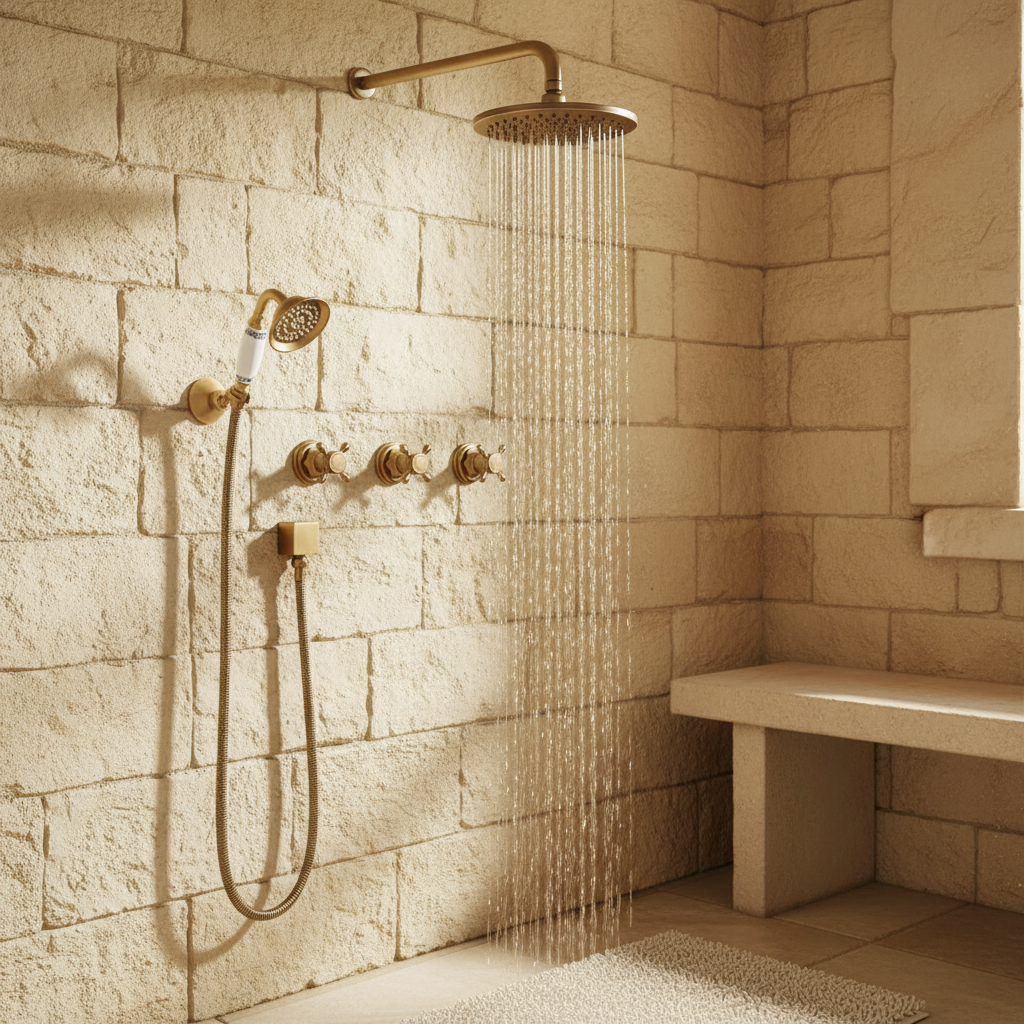 Antique bronze built-in shower