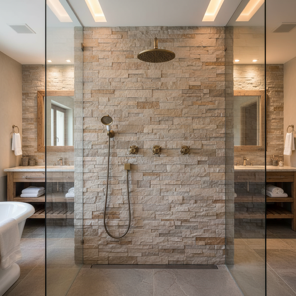 Antique bronze built-in shower