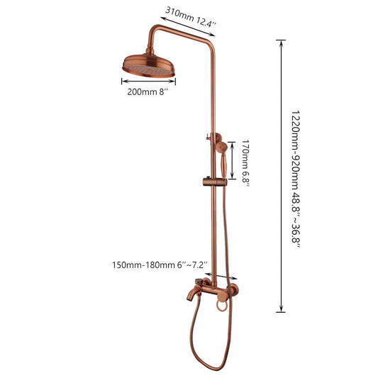 Nostalgic Copper-Colored Surface-Mounted Rain Shower with a Classic Look
