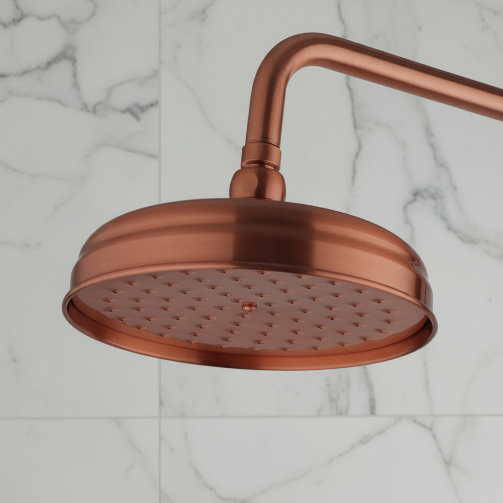 Nostalgic Copper-Colored Surface-Mounted Rain Shower with a Classic Look