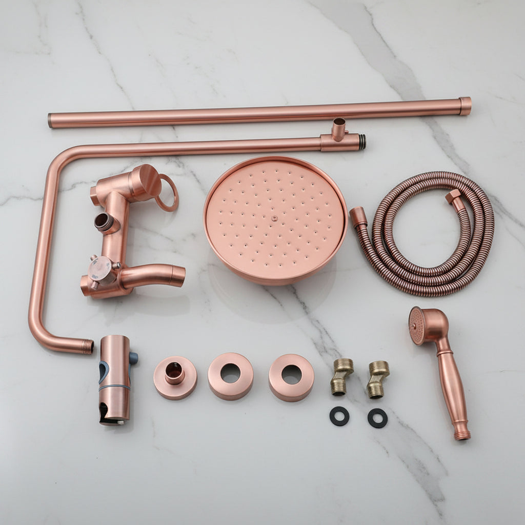 Nostalgic Copper-Colored Surface-Mounted Rain Shower with a Classic Look