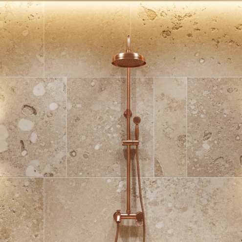 Nostalgic Copper-Colored Surface-Mounted Rain Shower with a Classic Look