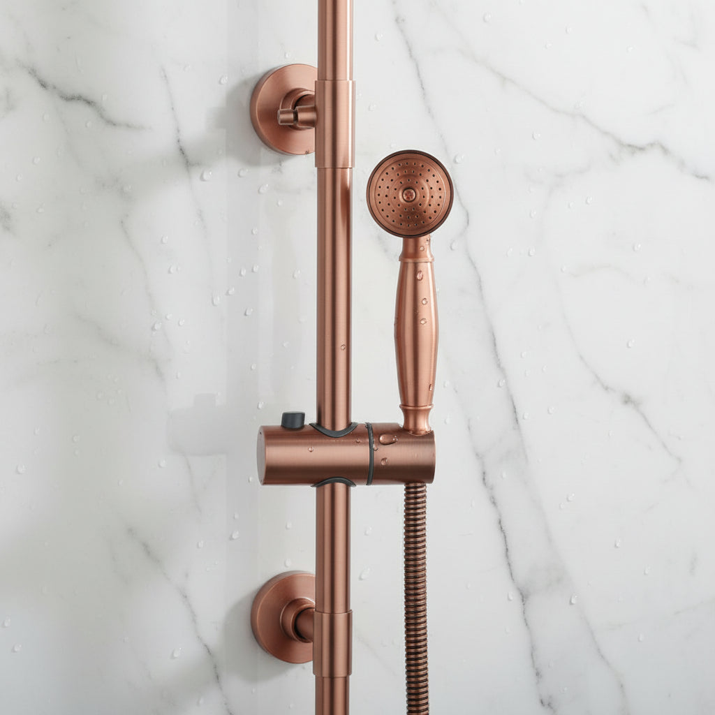 Nostalgic Copper-Colored Surface-Mounted Rain Shower with a Classic Look