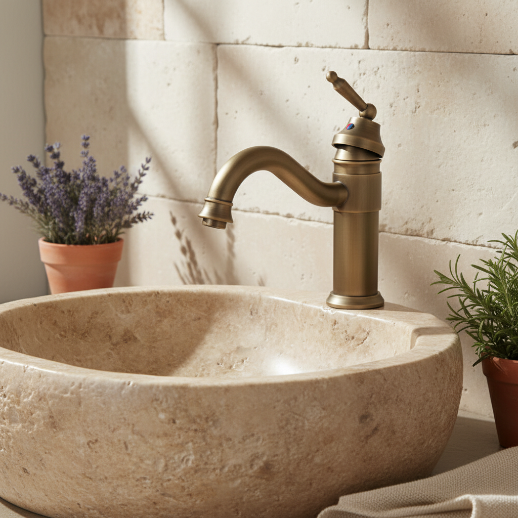 Mitigeur de lavabo classique Badique en bronze