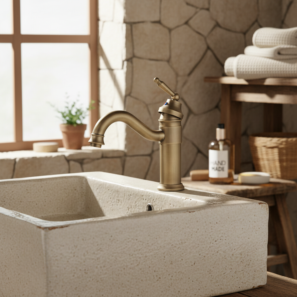 Mitigeur de lavabo classique Badique en bronze