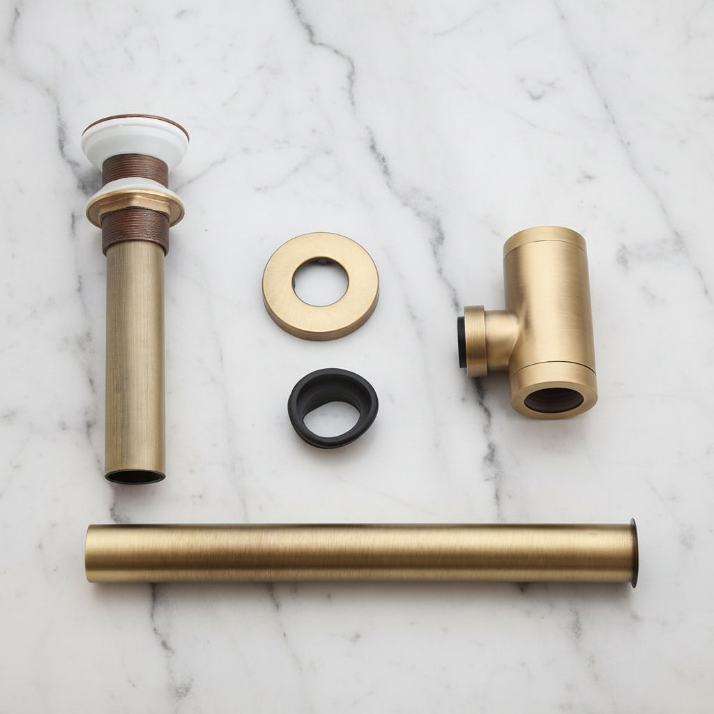 Bronzefarbener Siphon für Waschbecken