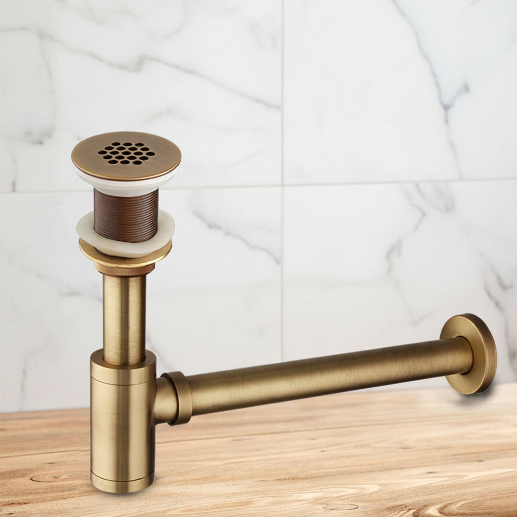 Bronzefarbener Siphon für Waschbecken