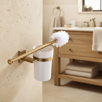 Badique landelijke bronskleurige toiletborstel met wit keramiek