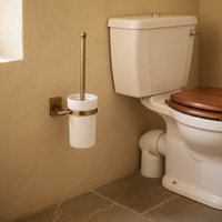 Badique landelijke bronskleurige toiletborstel met wit keramiek