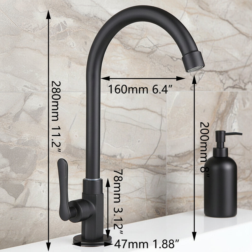 Matte black cold water tap
