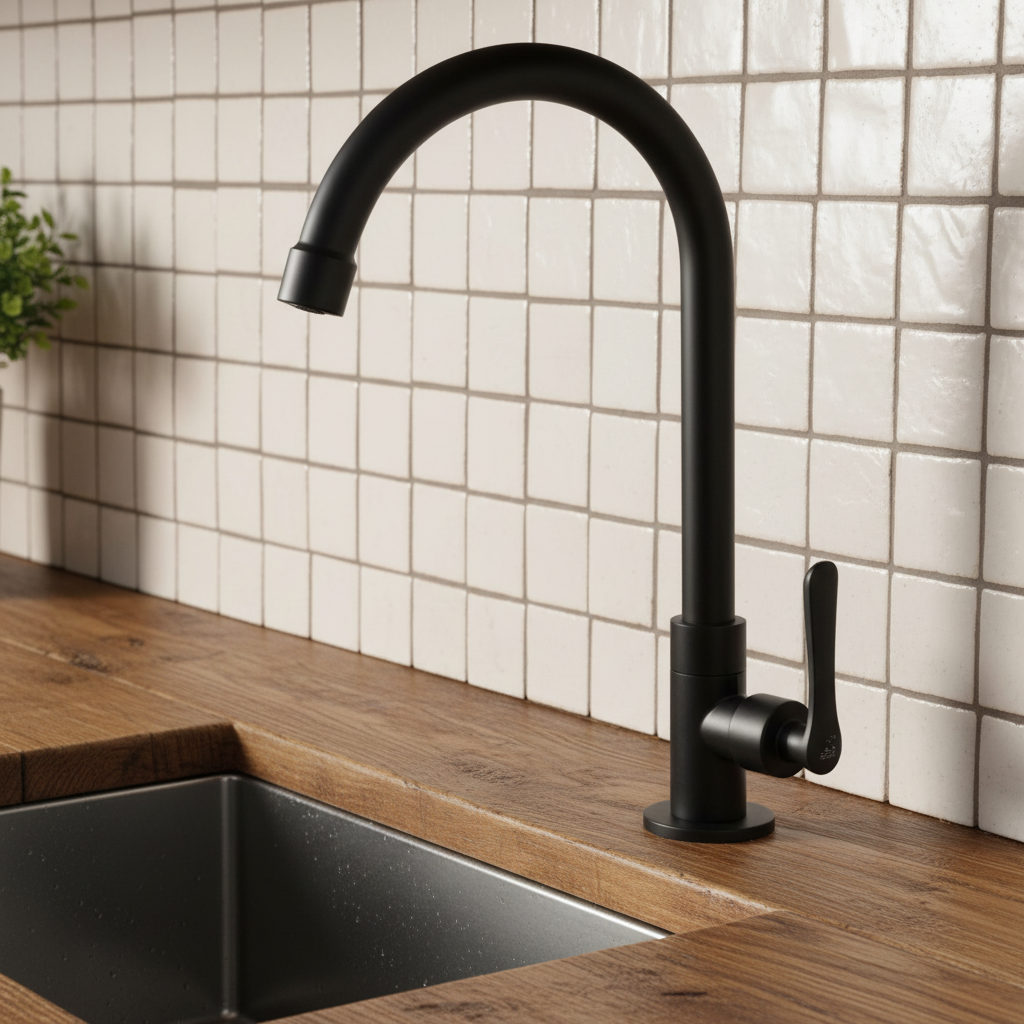 Matte black cold water tap