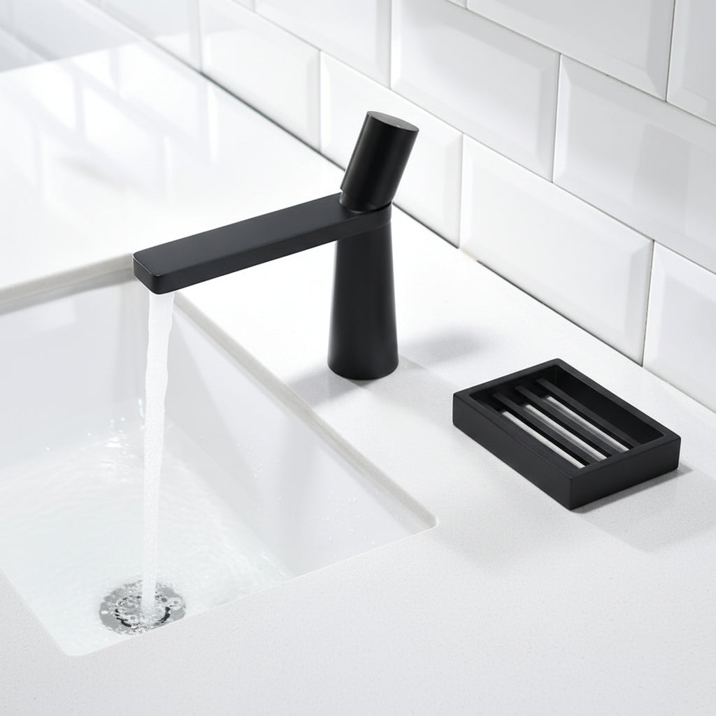Zwarte wastafelkraan mengkraan – mat zwart