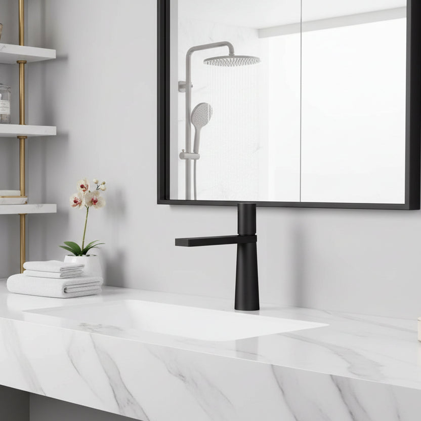 Zwarte wastafelkraan mengkraan – mat zwart