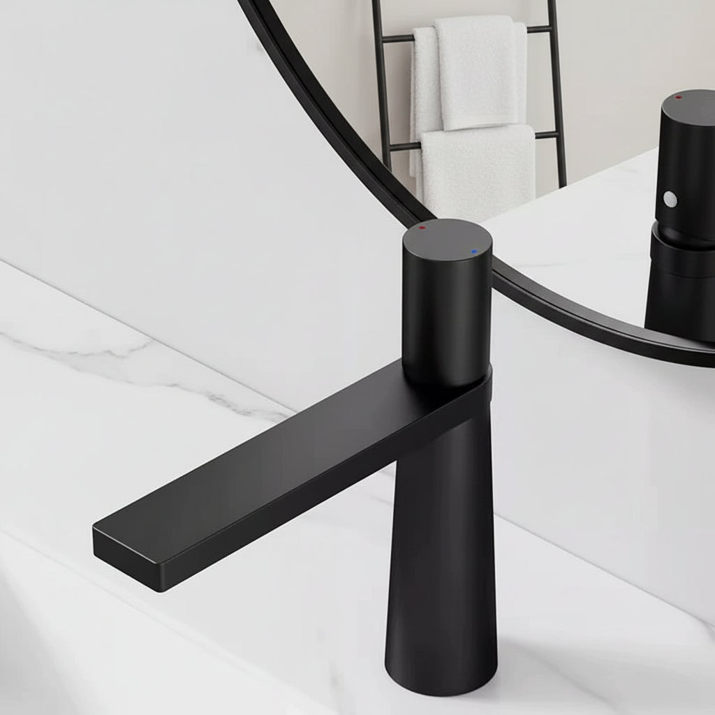 Zwarte wastafelkraan mengkraan – mat zwart