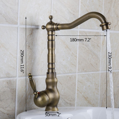 Landelijke keukenkraan bronskleur met hoge uitloop