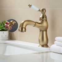 Bronskleurige wastafelkraan met uittrekbare uitloop