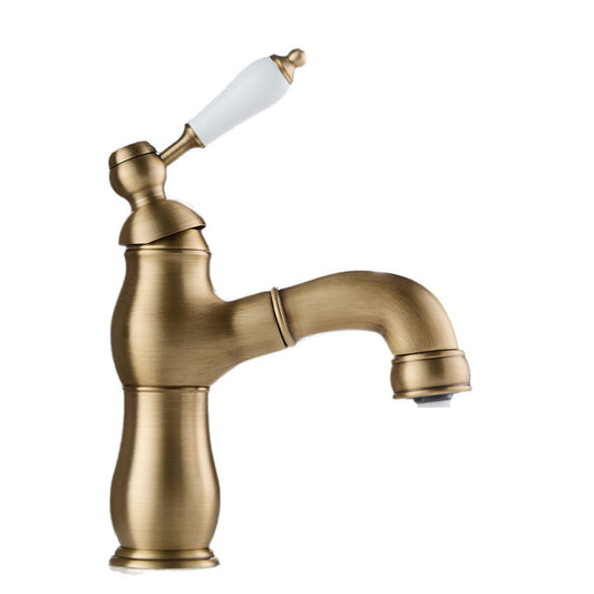 Bronskleurige wastafelkraan met uittrekbare uitloop