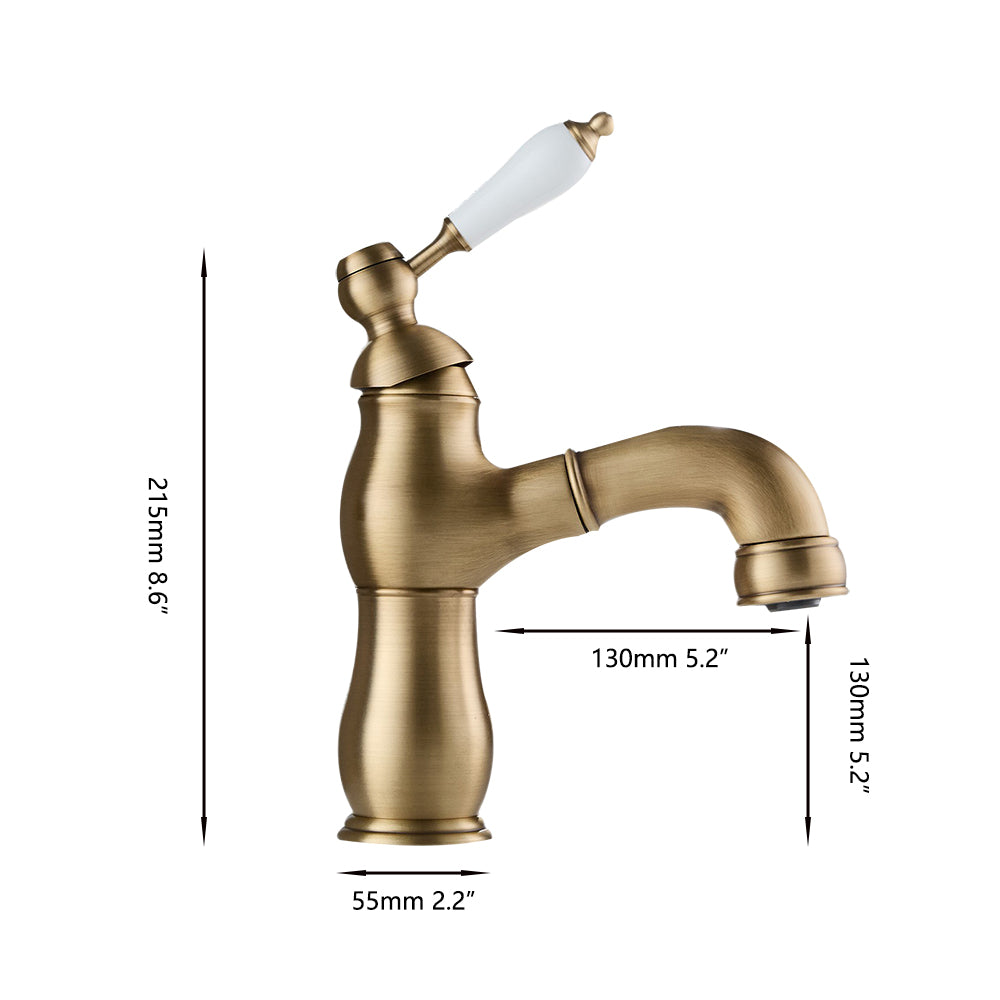 Bronskleurige wastafelkraan met uittrekbare uitloop