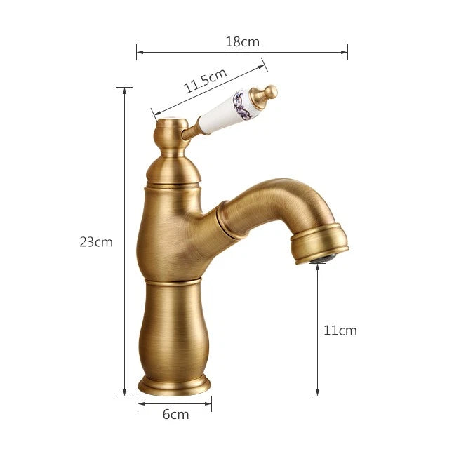 Landelijke wastafelkraan met uittrekbare sproeikop – bronskleur