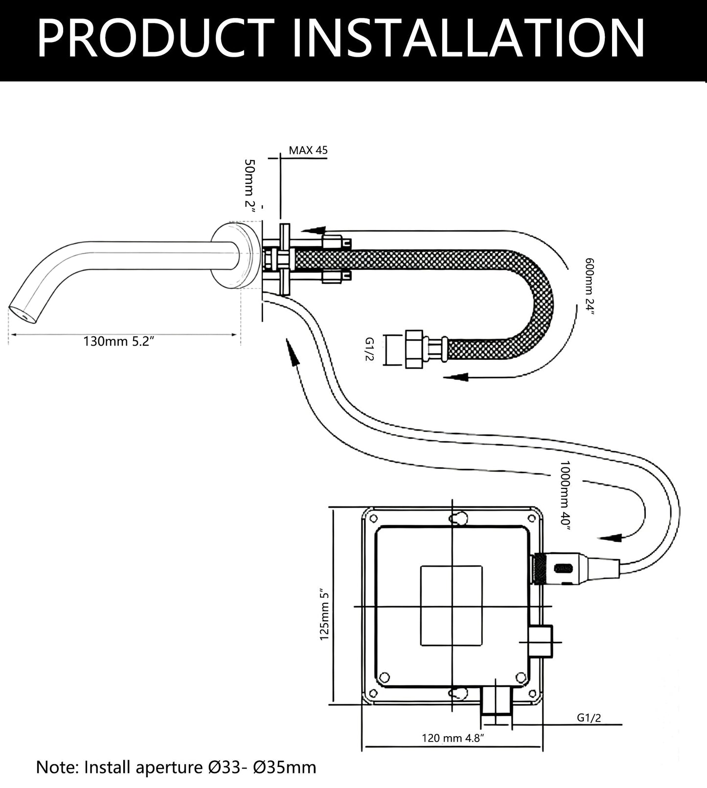 Sensomatica Pesaro bronskleurige sensorkraan kort model 130 MM