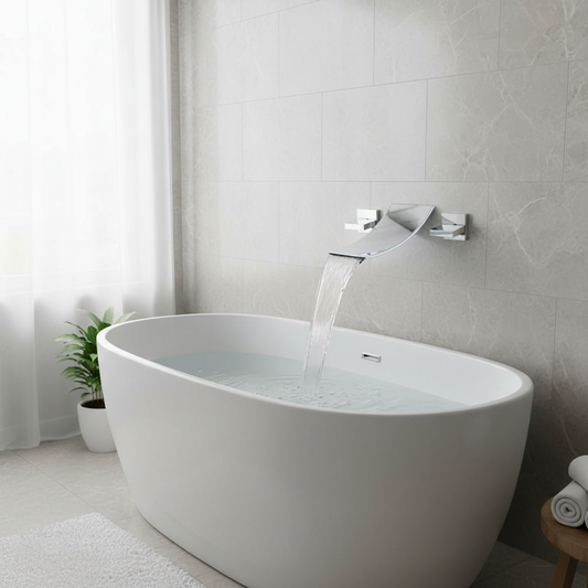 Chroom waterval muurkraan