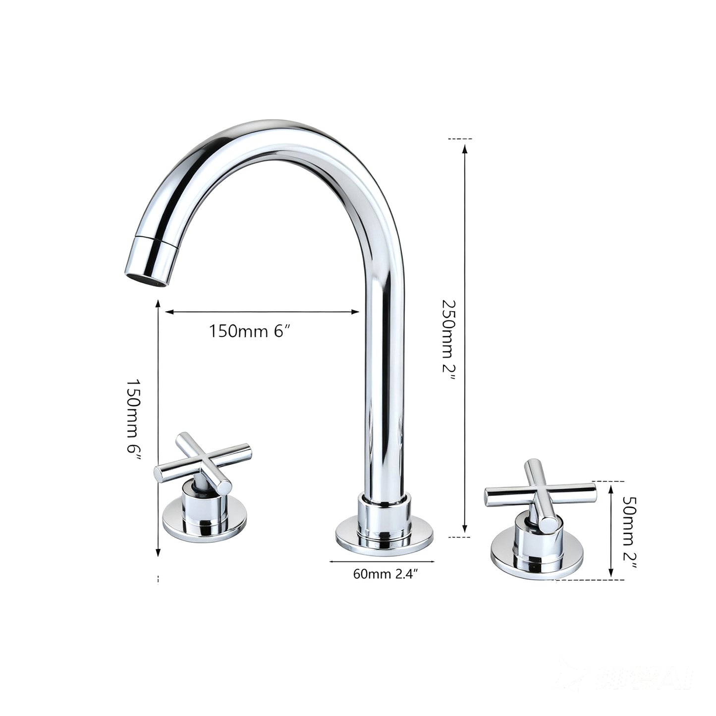 Elegante 3-teilige Aufputz-Mischbatterie in Chrom