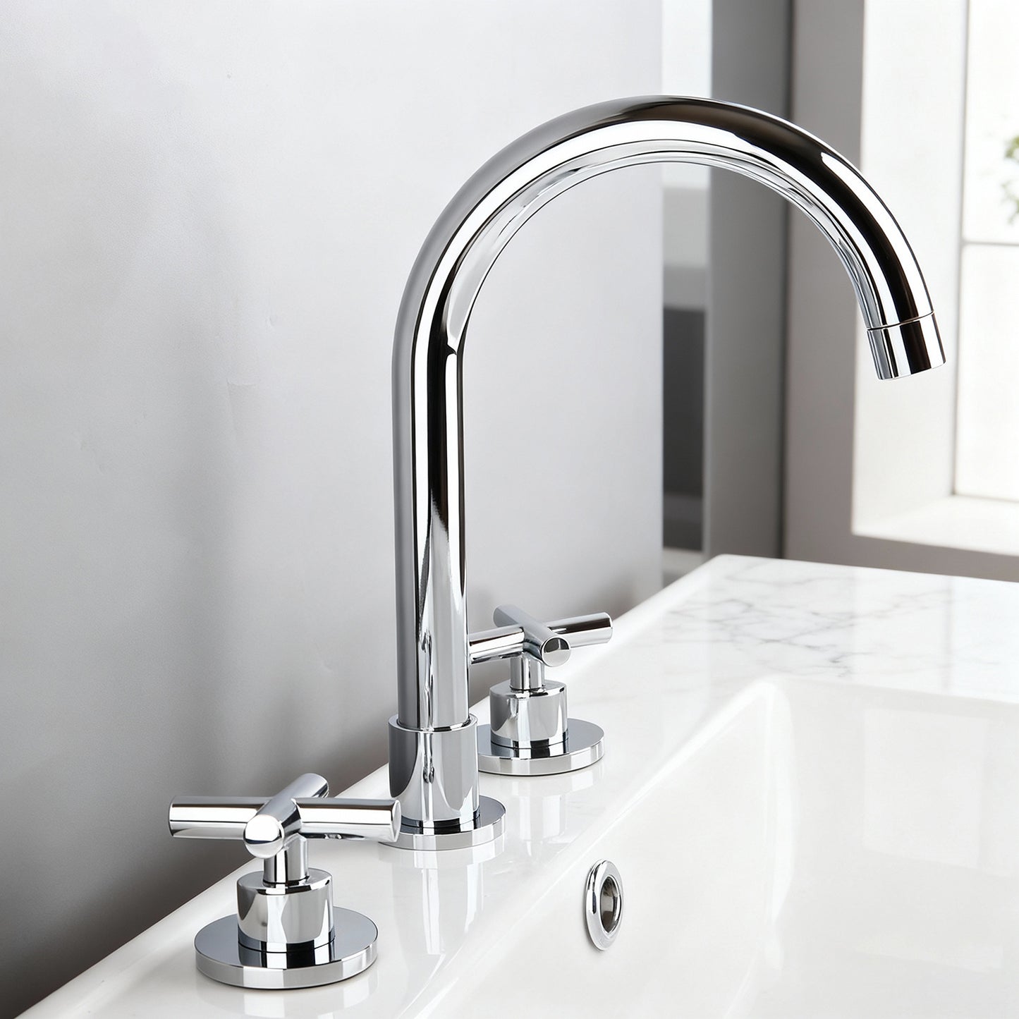 Elegante 3-teilige Aufputz-Mischbatterie in Chrom