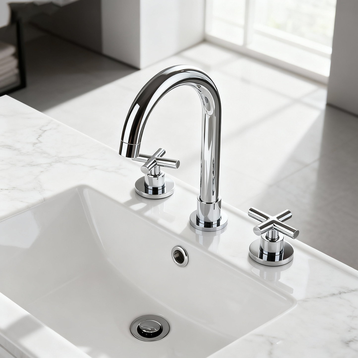 Elegante 3-teilige Aufputz-Mischbatterie in Chrom