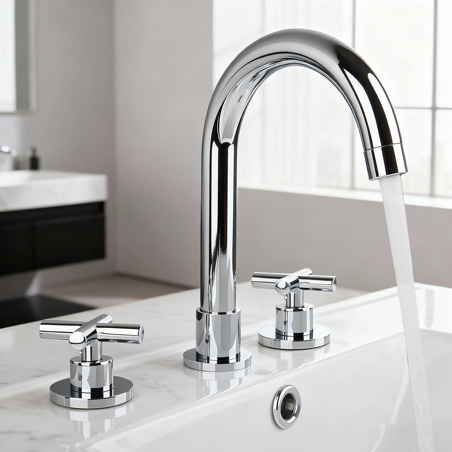 Elegante 3-teilige Aufputz-Mischbatterie in Chrom