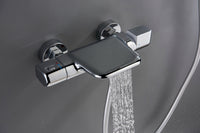 Thermostatische waterval badkraan met handdouche – chroom