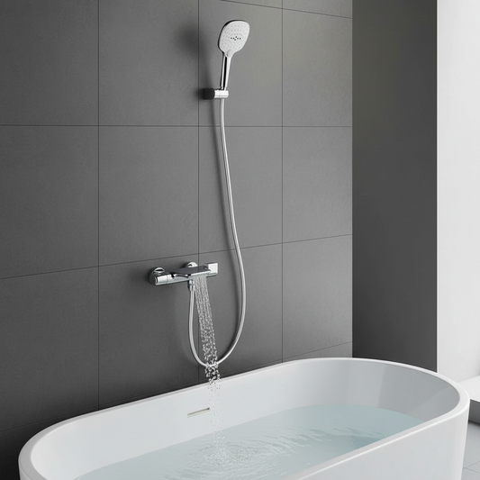 Thermostatische waterval badkraan met handdouche – chroom