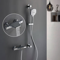 Chroom thermostatische badkraan met handdouche en glijstang