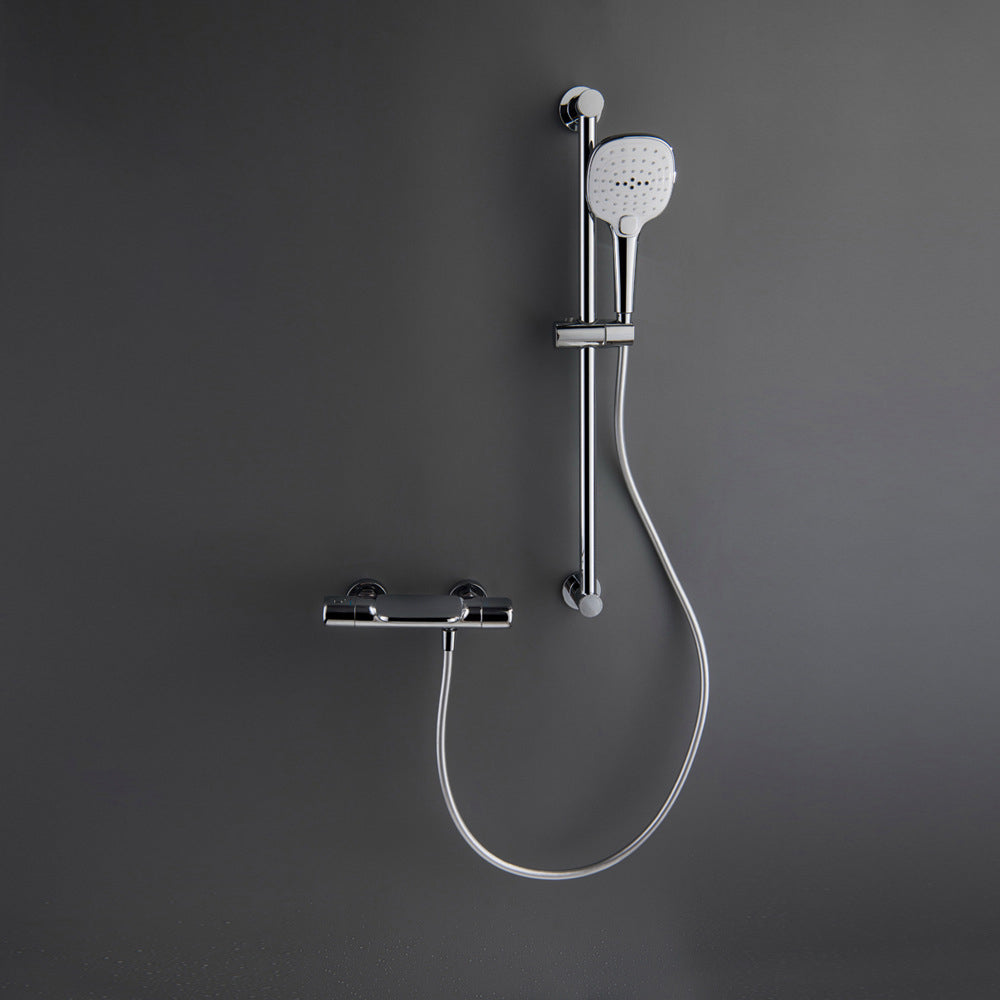 Chroom thermostatische badkraan met handdouche en glijstang