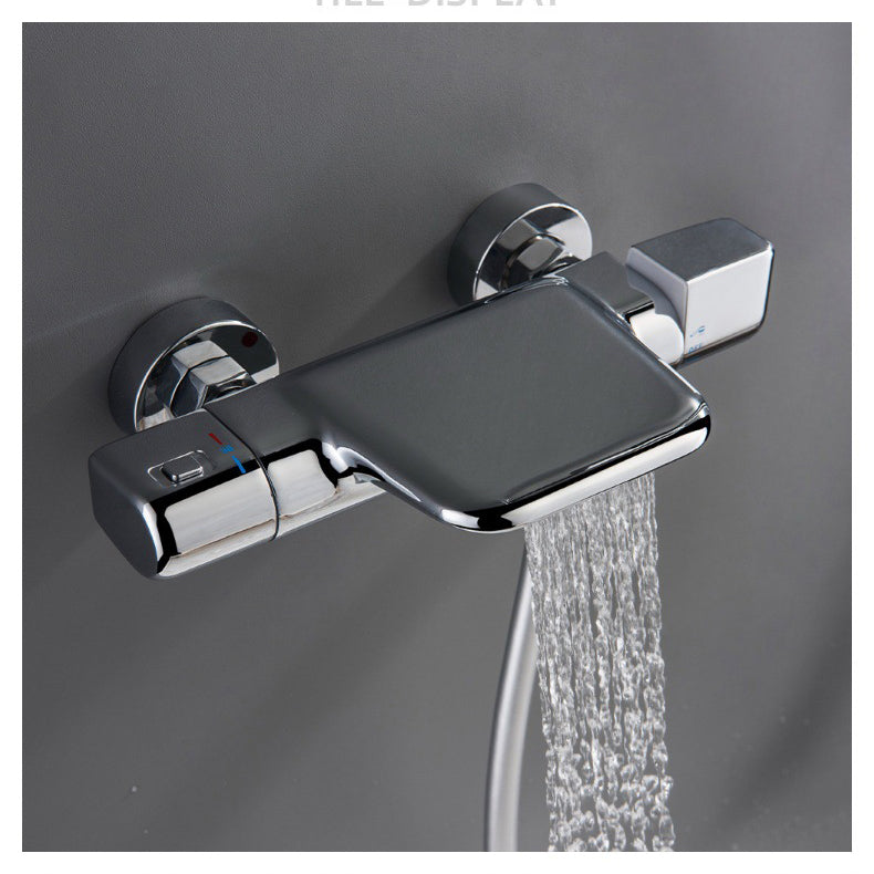 Chroom thermostatische badkraan met handdouche en glijstang