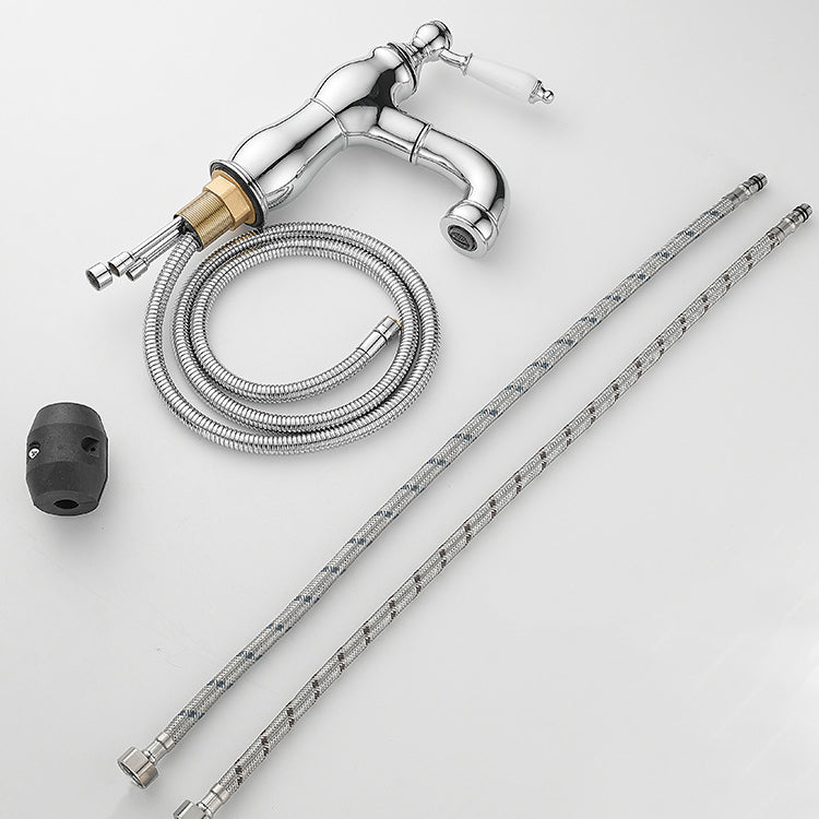 Chroom wastafelkraan met uittrekbare uitloop