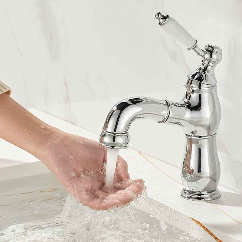 Chroom wastafelkraan met uittrekbare uitloop