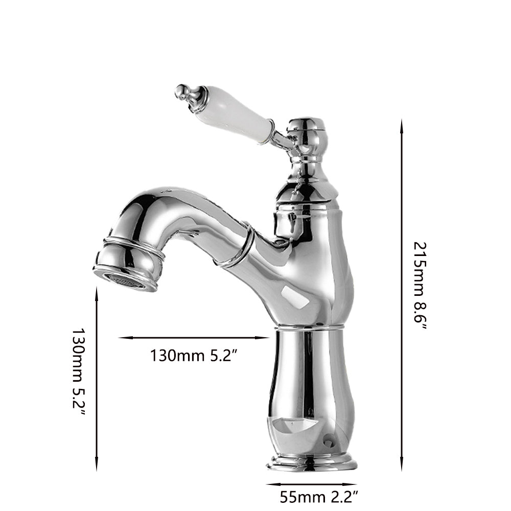 Chroom wastafelkraan met uittrekbare uitloop