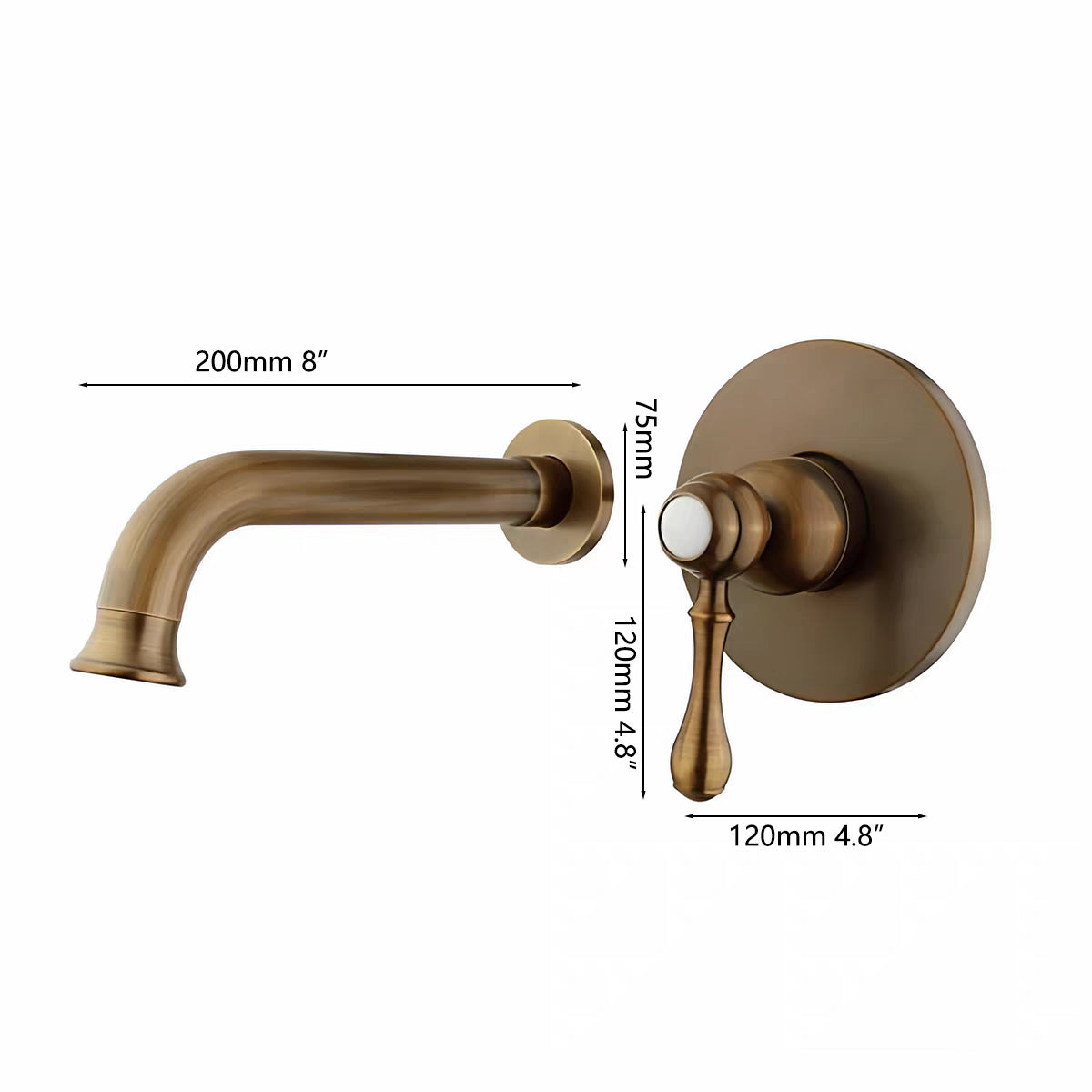 Inbouw wastafelkraan bronskleur met wanduitloop 20 cm