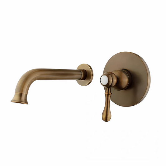 Inbouw wastafelkraan bronskleur met wanduitloop 20 cm