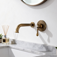 Inbouw wastafelkraan bronskleur met wanduitloop 20 cm