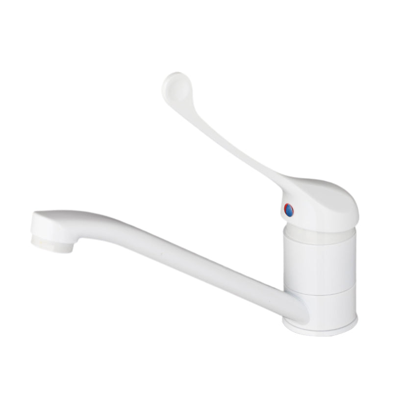 Medische elleboogbediende wastafelkraan – Wit