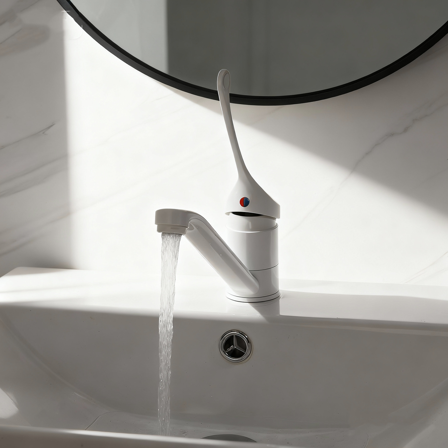 Medische elleboogbediende wastafelkraan – Wit