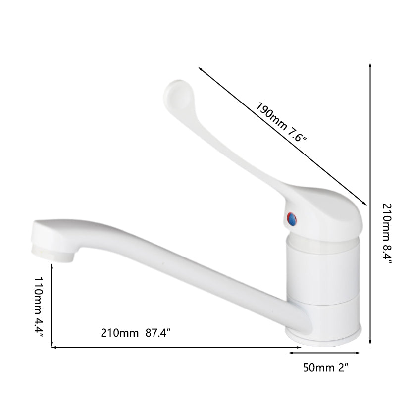 Medische elleboogbediende wastafelkraan – Wit