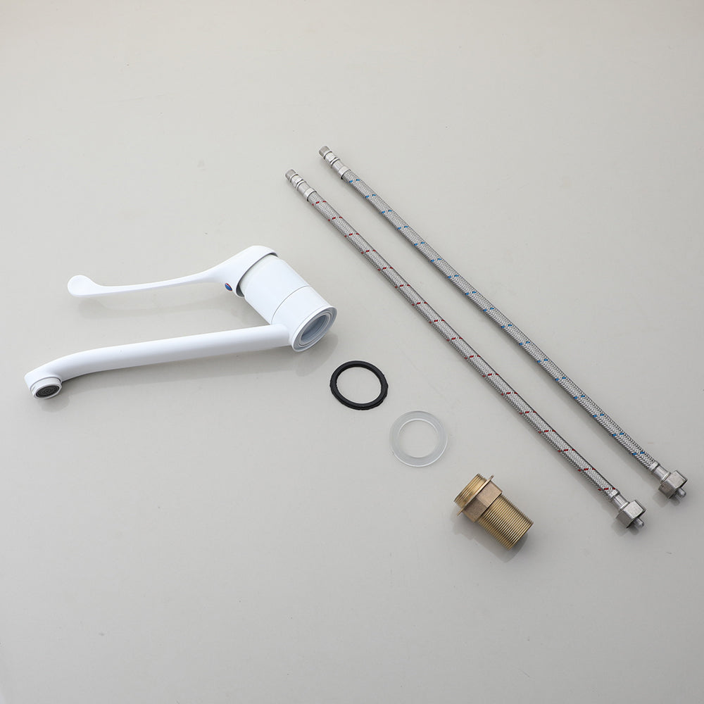 Medische elleboogbediende wastafelkraan – Wit