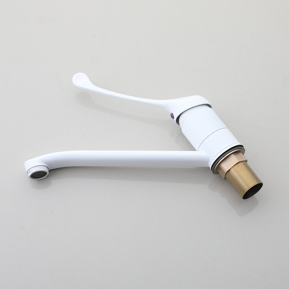 Medische elleboogbediende wastafelkraan – Wit